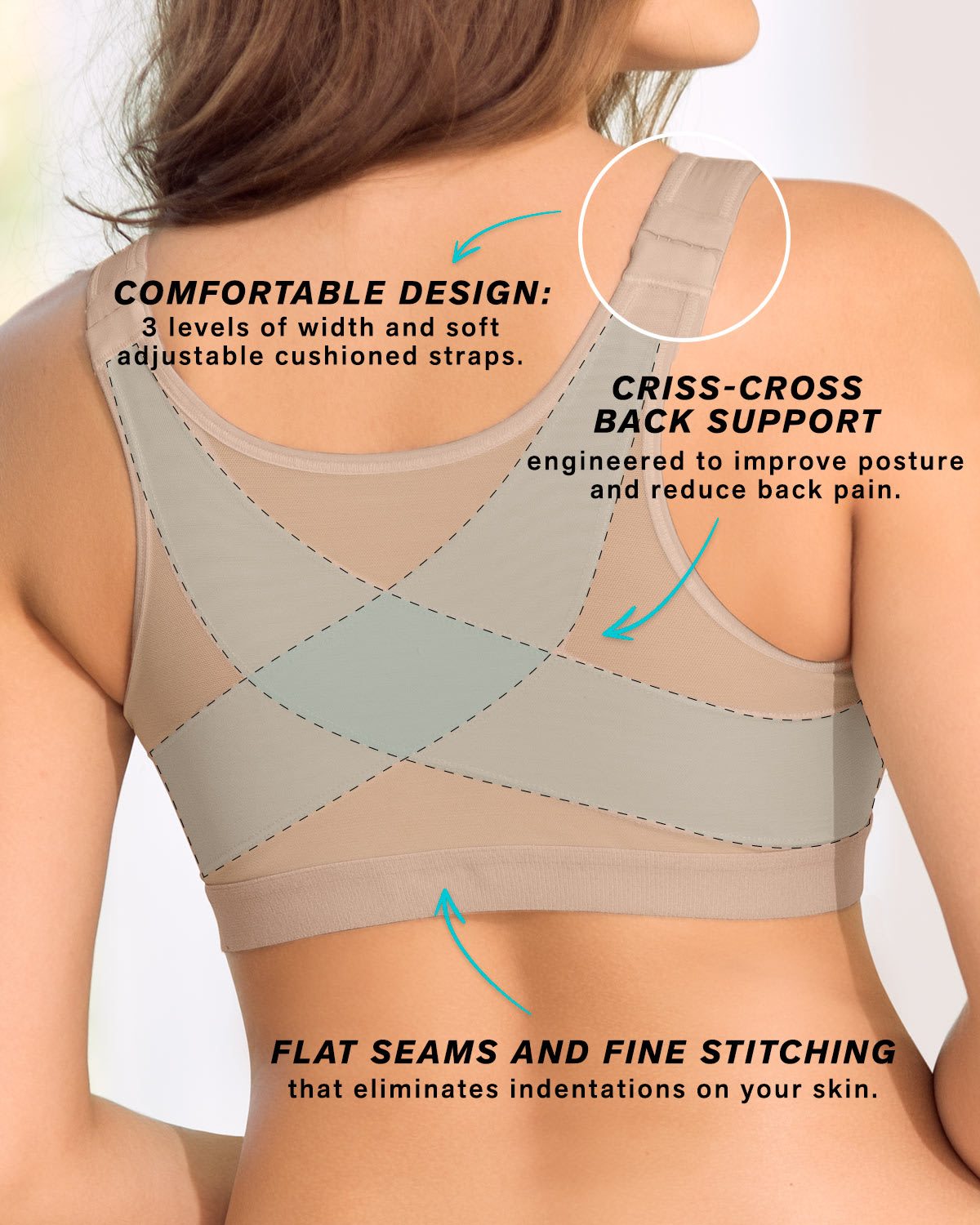 Women's Posture Corrector Bra Wireless Back Support High Impact